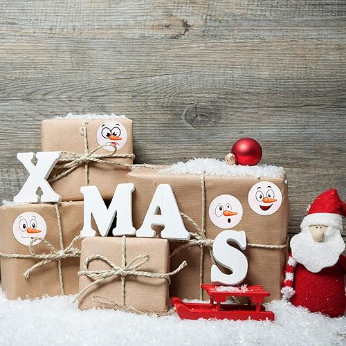 Miniatura 7 de 800 calcomanías de muñeco de nieve de Navidad, rollo de muñeco de nieve de invierno, lindas calcomanías circulares redondas para decoración de