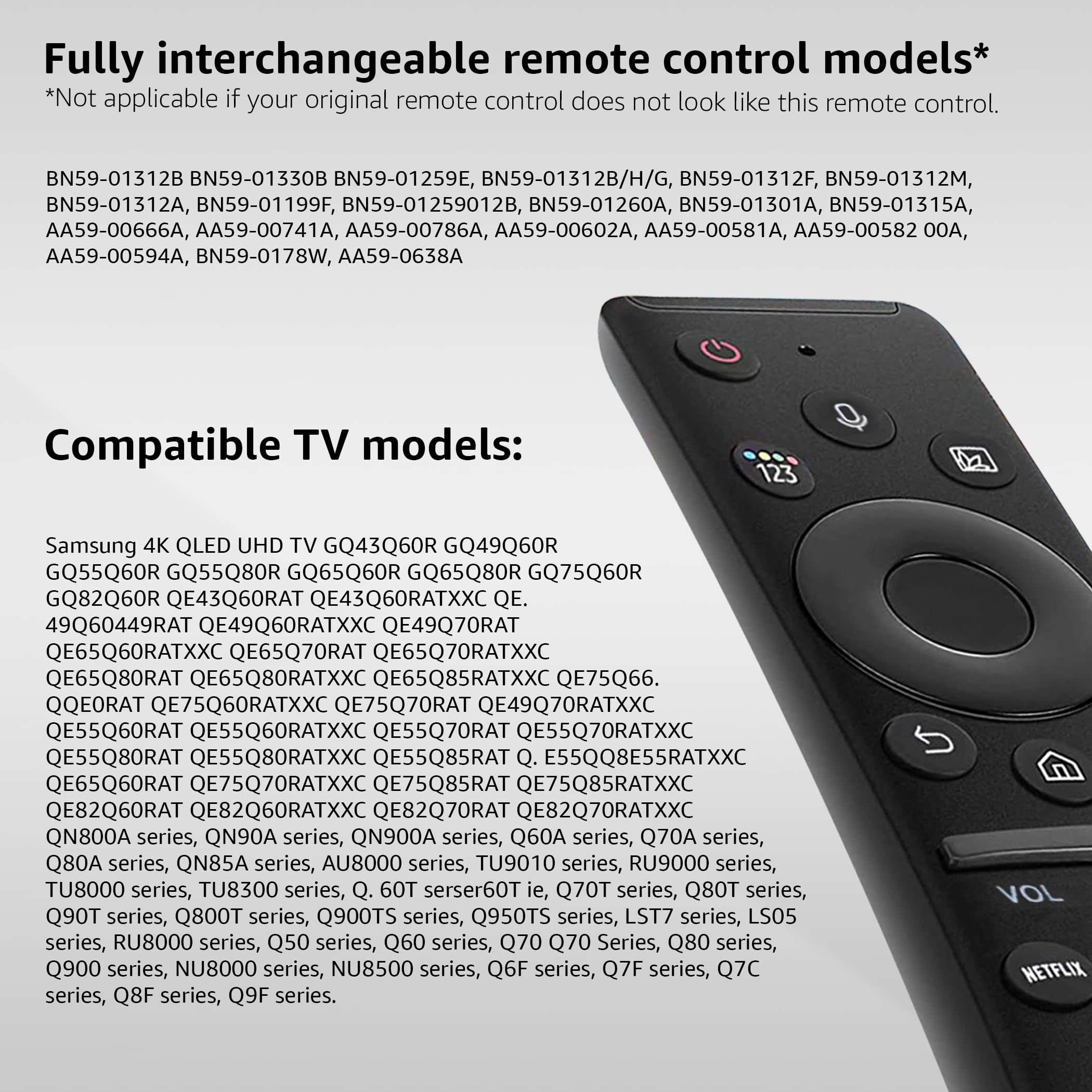 Leyf Pilot zastępczy do telewizora Smart LED QLED UHD, kompatybilny z Samsung BN59- AA59, Netflix Prime Video Rakuten TV, uniwersalny