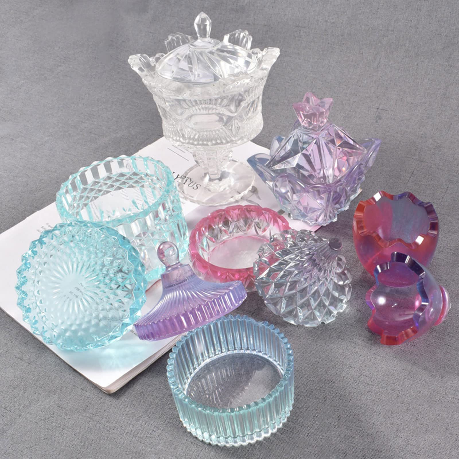 Moules Silicone Pour Boîte à Bijoux En Résine Époxy - Lot De 3 Avec Feuille D'Or | DIY Rangement Colliers, Boucles D'Oreilles