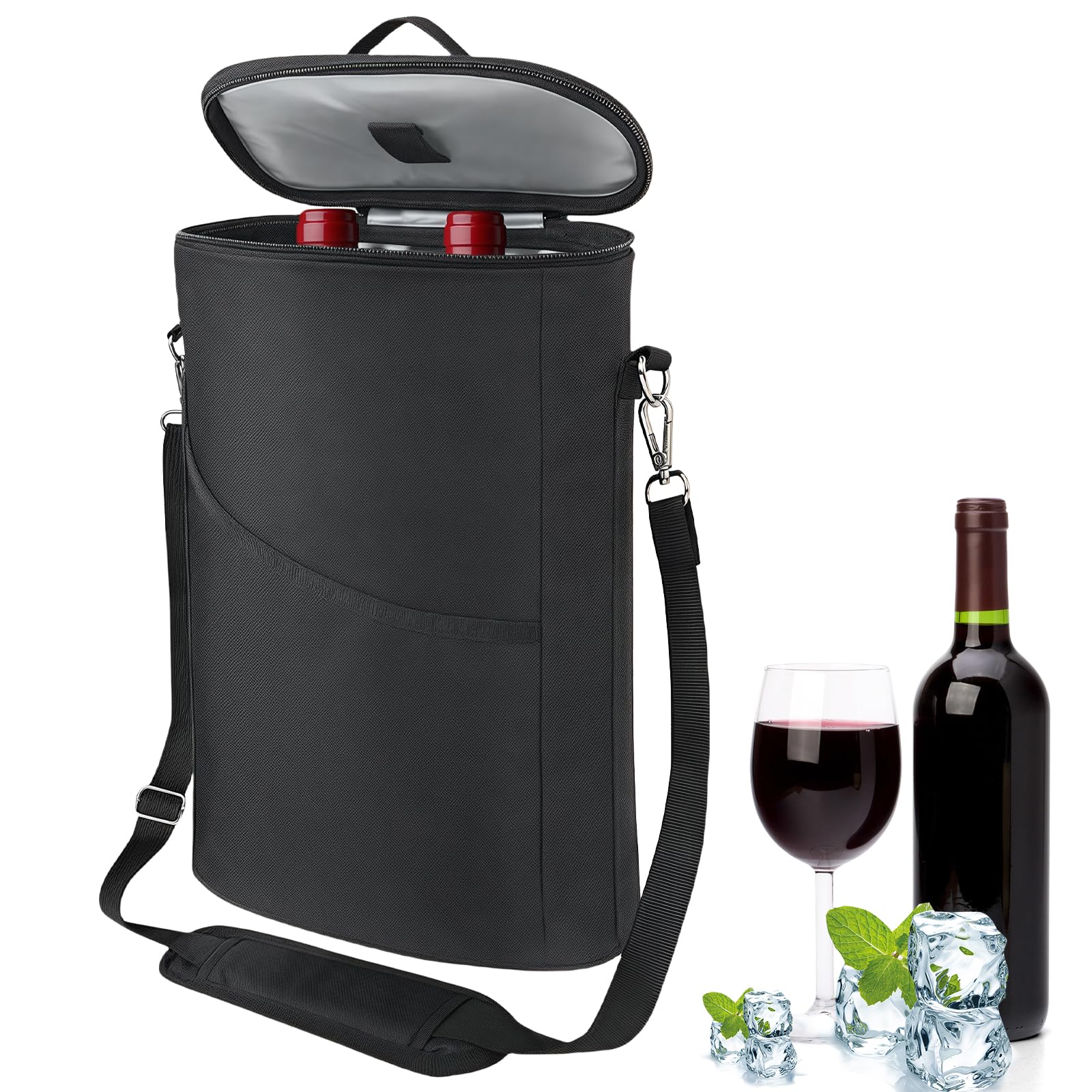 Refroidisseur de vin portable avec poignées et pochette rafraîchissante