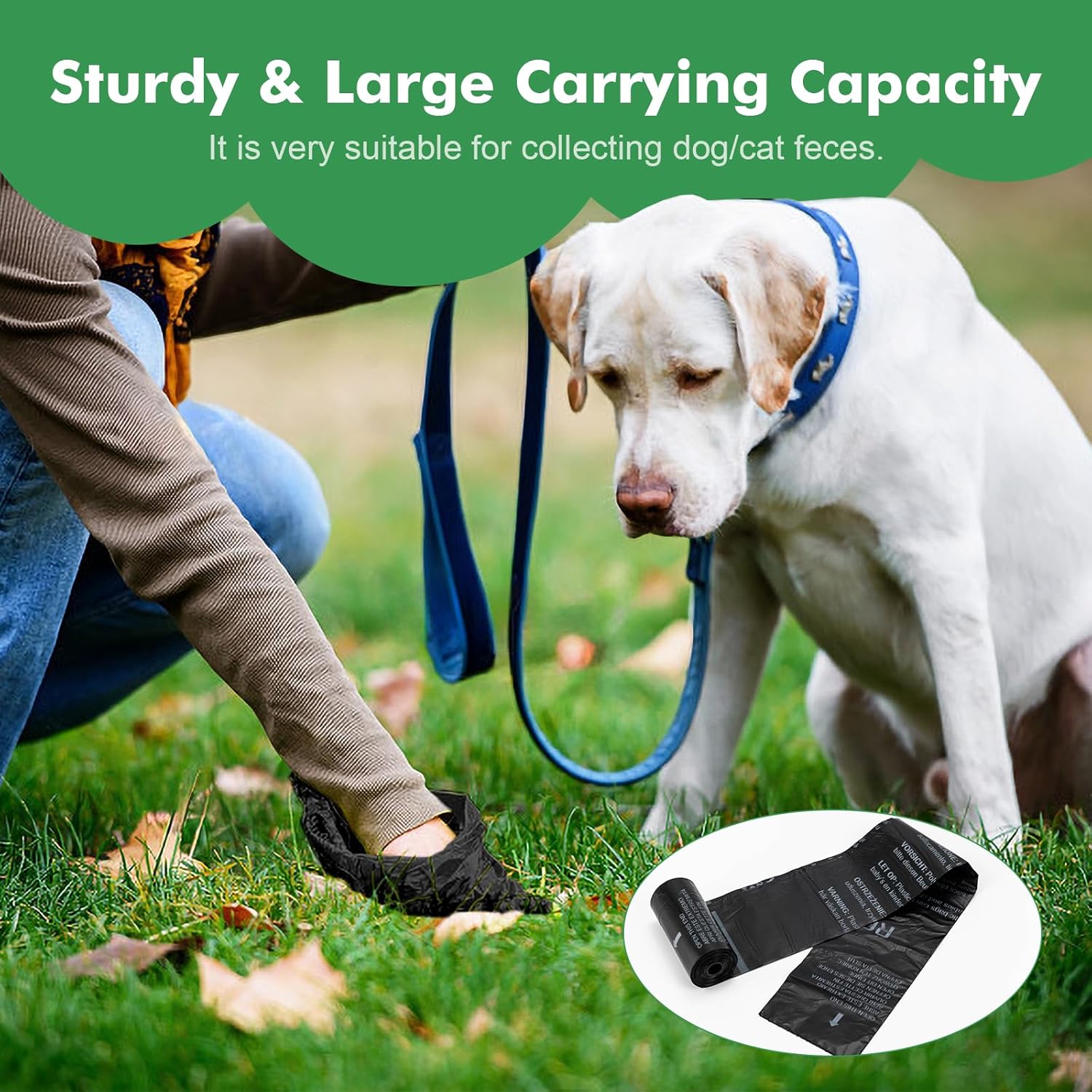 REVER GH50, Dog Poop Bags, 300 Units, Extra Thick Dog Poop Bag, Fragrance Free, 33 x 23 cm, 20 Rolls, 15 per Roll, Black 3