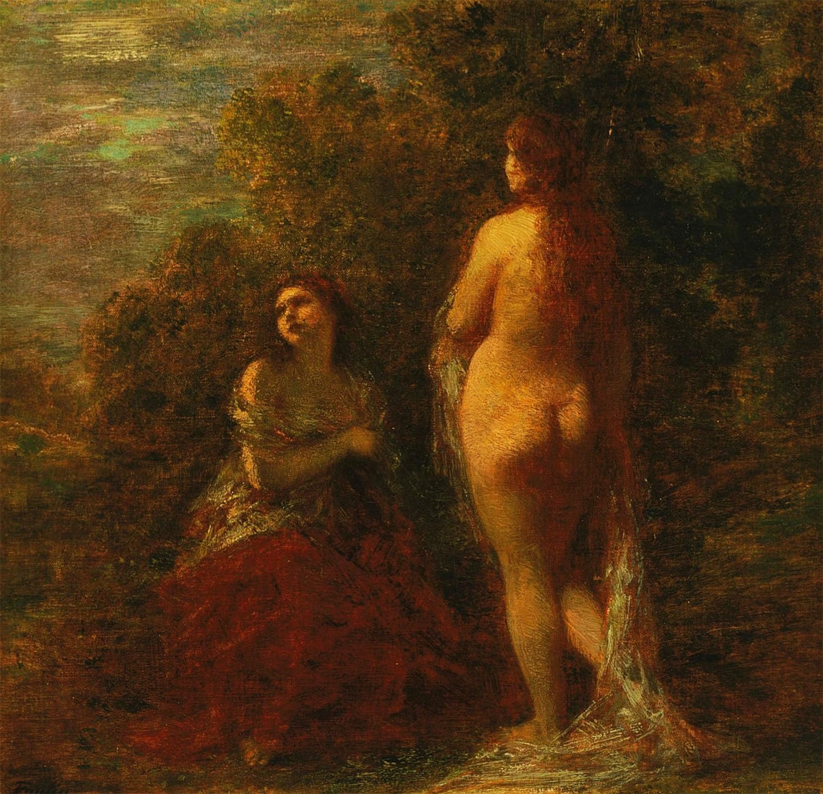 SERENDIPITP Abstract Painting Mural Print Picture Wall Decor Painting Dawn by Ignace Henri Jean Fantin Latour Vintage Wall Artwork for Home Decor 60x90cm