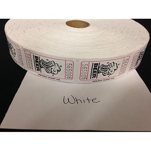 1 X 2000 White BEER Single Roll Consecutively Numbered Raffle Tickets