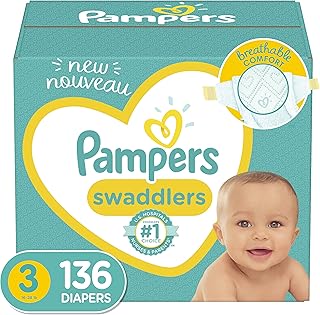 Diapers Size 3, 136 Count - Pampers Swaddlers Disposable Baby Diapers, Enormous Pack (Packaging May Vary)