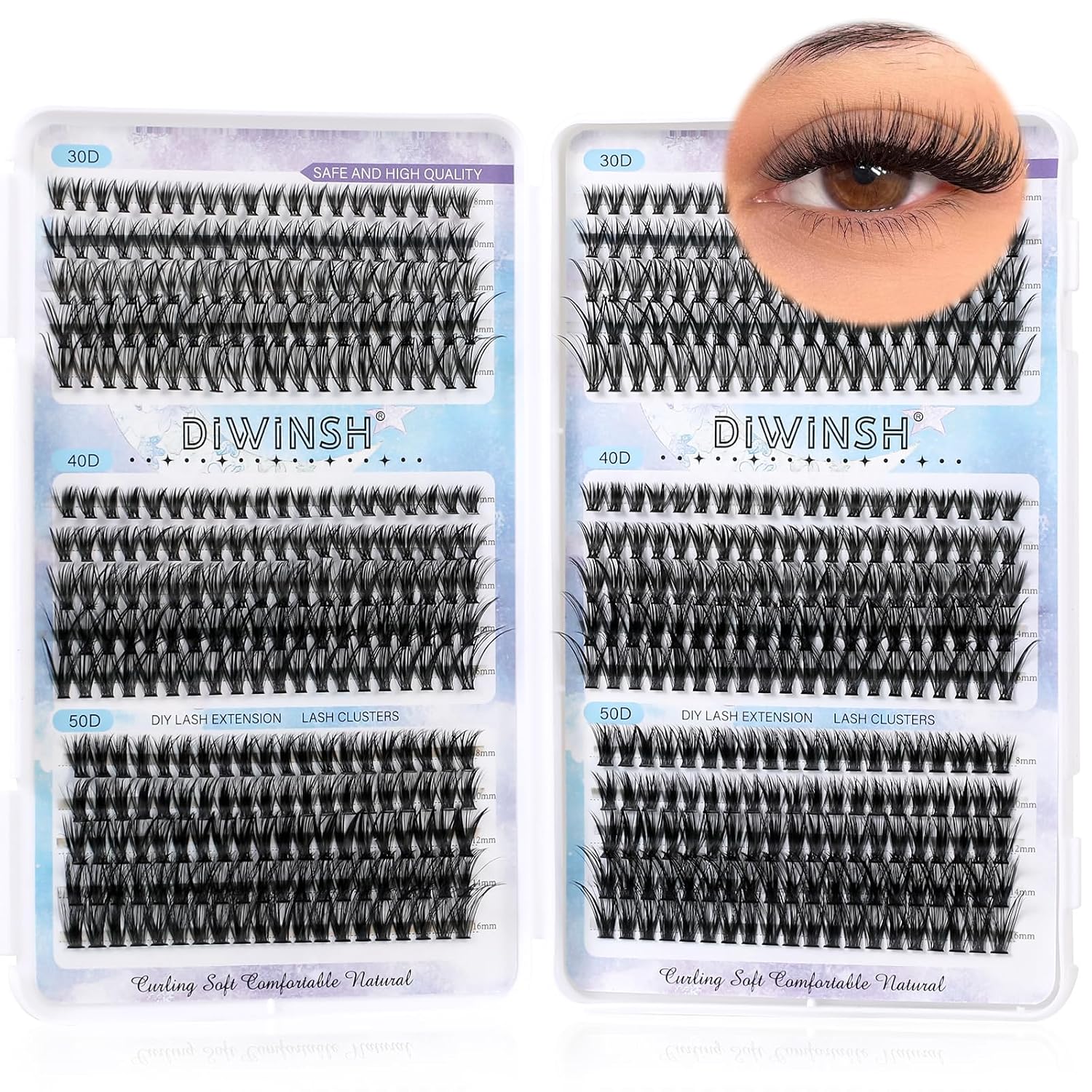 600PCS Lash Clusters 8-16mm Volume Eyelash Extensions D Curl