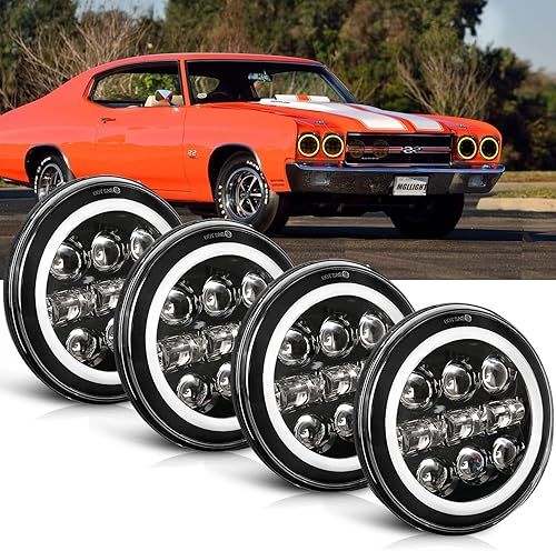 Miniatura 8 de Faro LED de 5-34 de 5.75 pulgadas con halo LED blanco ámbar compatible con Challenger Gran Torino Oldsmobile Cutlass Plymouth Fury Muscle Cars,
