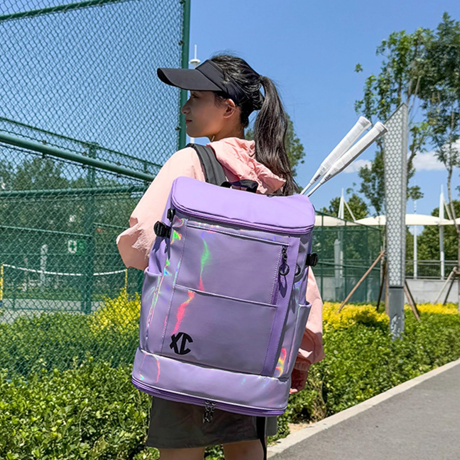 Leichter Sportrucksack Für Tenniszubehör Tasche Aus Oxford Stoff Mit Mehreren Fächern Atmungsaktiven Riemen Und Seitlichen Netzhaltern Tasche Für Tennis Badminton Ausrüstung