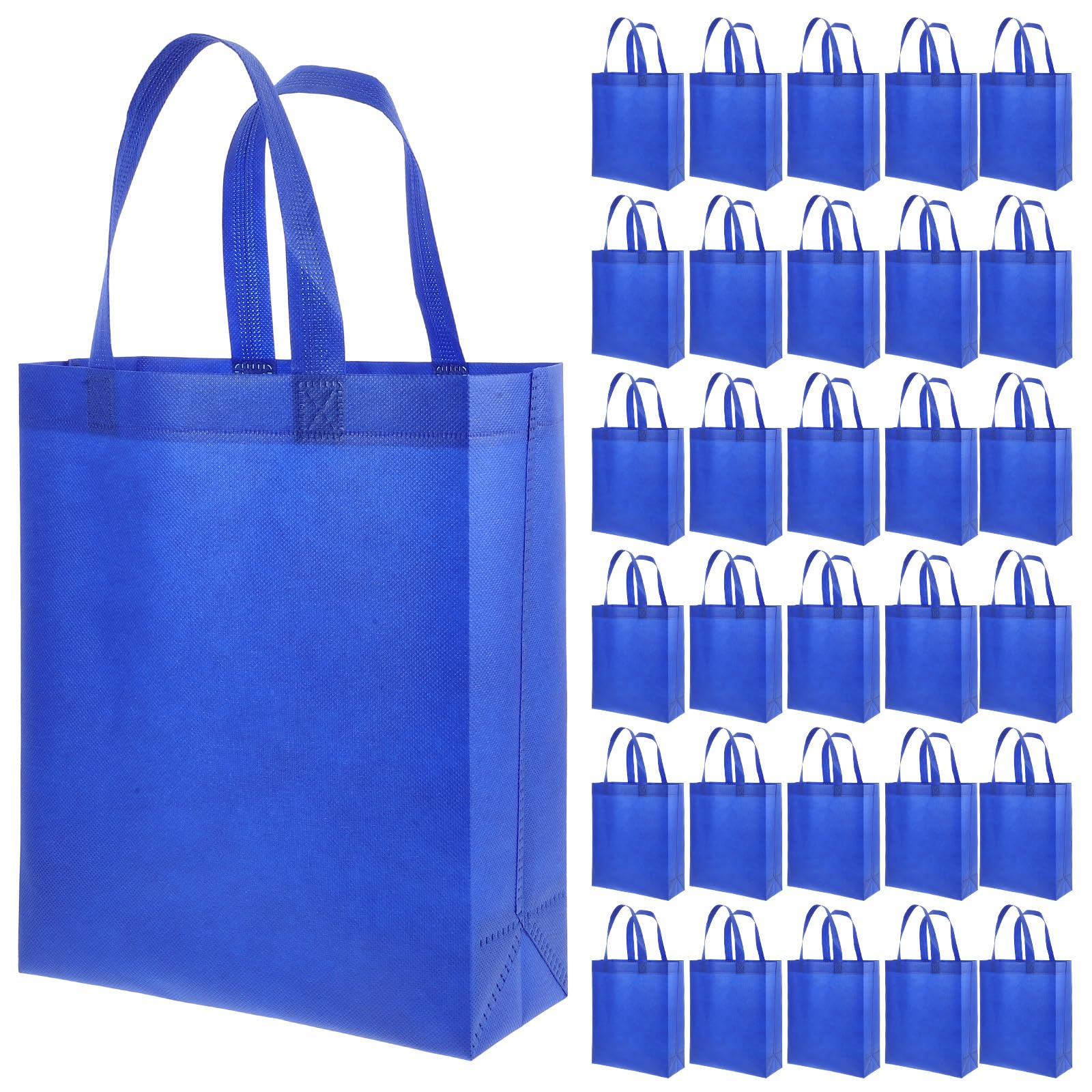 30 Stück Vliesstoff Tragetaschen Blau Faltbar für Einkauf und Geschenke