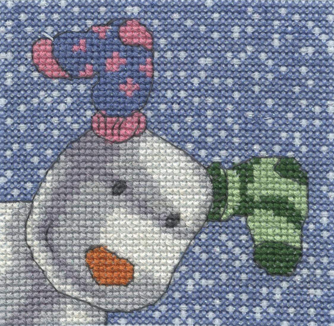 Dmc Blue Cross Stitch Kit - The Snowdog - It's Snowing