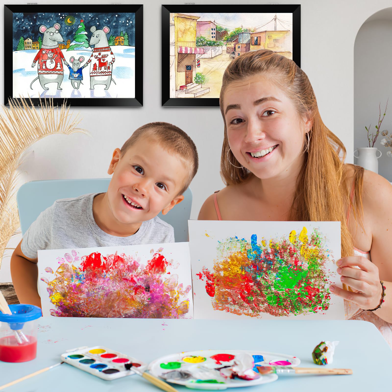Mkitnvy Fotorahmen für Kindergemälde, 2er-Pack,Acryl-Kunstrahmen A4 kann geöffnet werden, Kinder-Kunstrahmen ist vorne zu öffnen, bietet Platz für etwa 50–150 Bilder