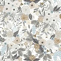Ismoon Gray Floral Peel and Stick Wallpaper - Removable Self-Adhesive Boho Vintage Contact Paper for Furniture, Cabinets, Walls 17.3x78.7in