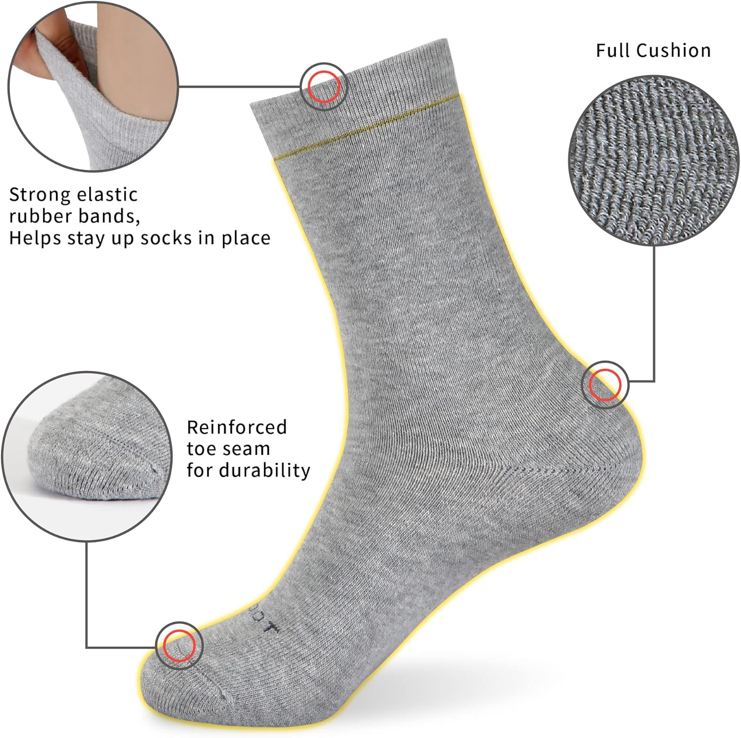 MONFOOT Men's/Women's 3-6 Pairs Cotton Daily Crew Socks, Multipack