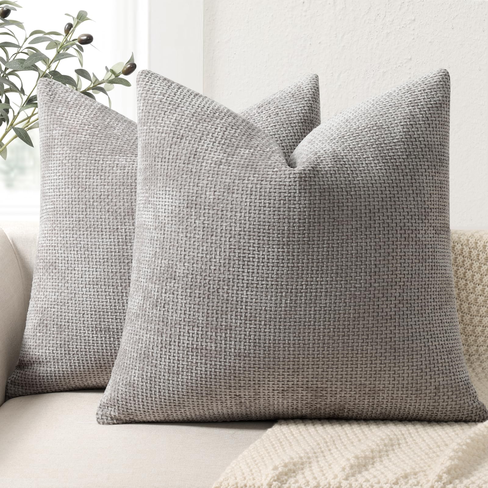 ZWJD Kissenbezug 2er Set Chenille Kissenbezüge Sofakissen Kissenhüllen Dekokissen Weiche Sofakissenbezug für Couch, Bett und Wohnzimmer Heimdekoration Luxus Zierkissenbezüge