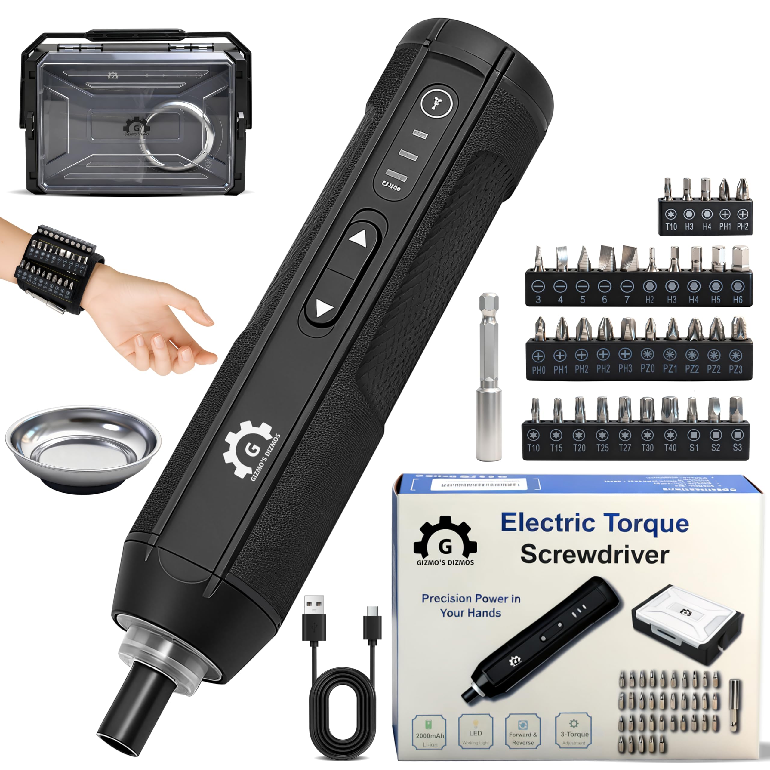 Electric Torque Screwdriver Set 4V with 3 Torque Settings 5 5Nm Max Electric and 8 5 Manual Torque