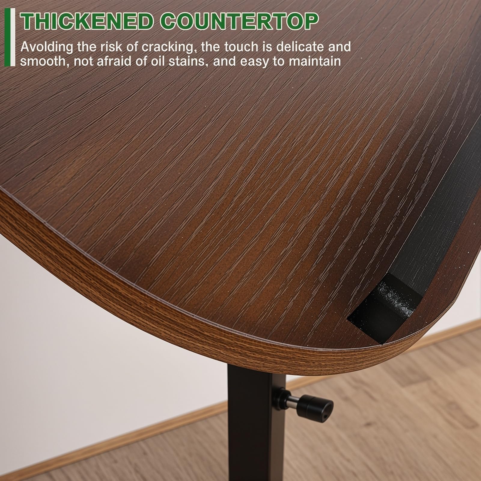 C-vormige bijzettafel met verstelbare hoogte en 360° draaibare tv-lade, perfect voor woonkamer, badkamer, slaapkamer, zwarte houten afwerking