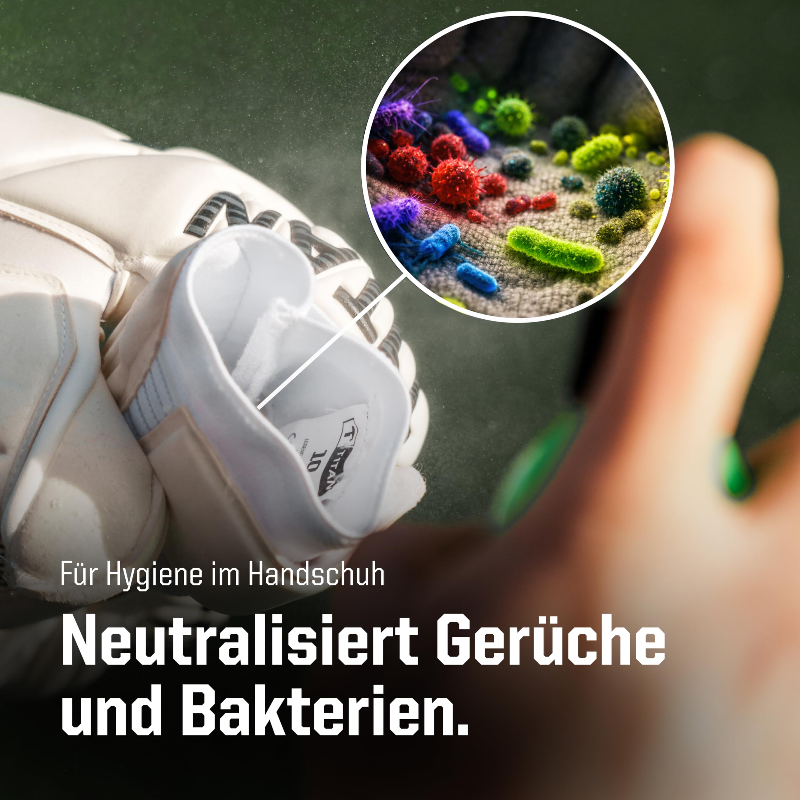 T1TAN TURBOCLEAN & TURBOFRESH Torwarthandschuh Reiniger, 200ml, Latex-Reinigung für maximalen Grip & Innenraum-Geruchsentferner gegen Bakterien, erhält Performance & langanhaltende Frische