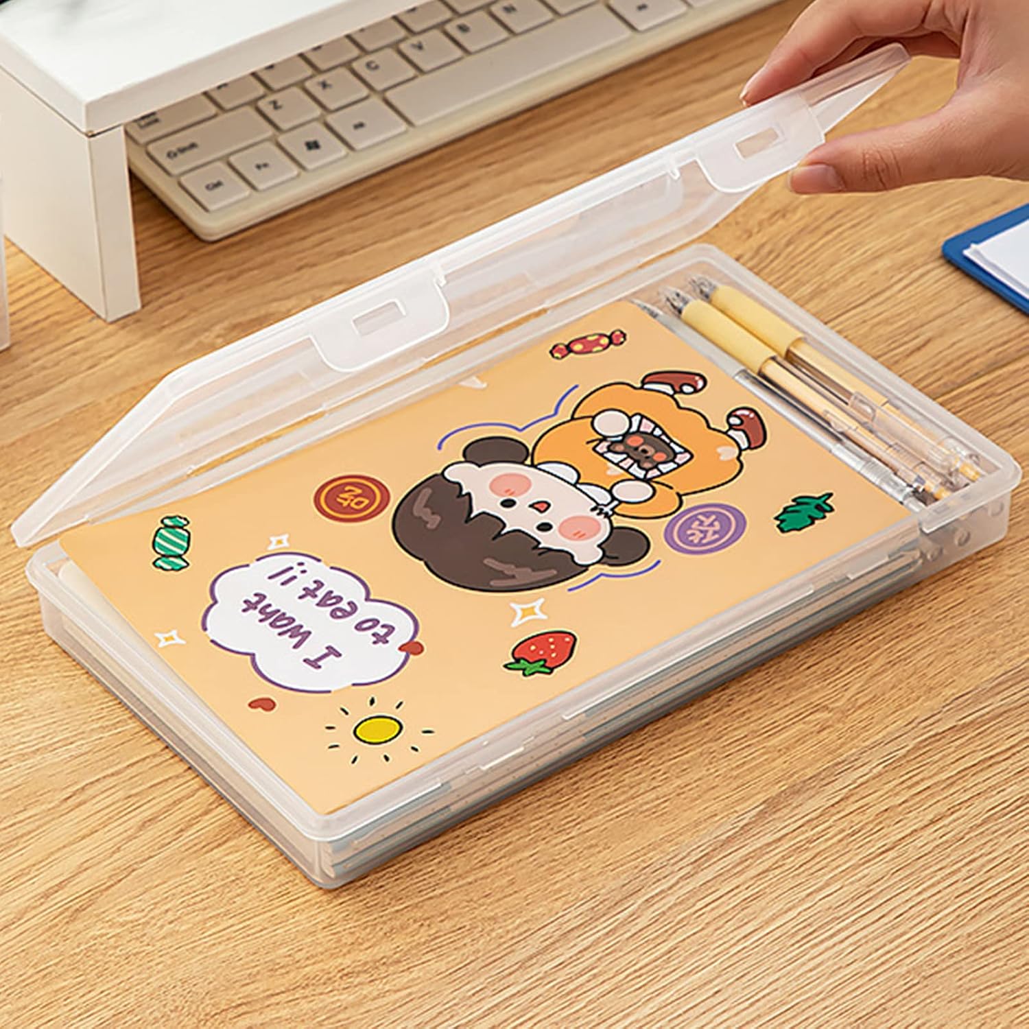 Clear Brush Painting Pencils Storage Box Watercolor Pen Container Drawing Tools Bin Sturdy Stationery Storage Paint Brush Finishing Case
