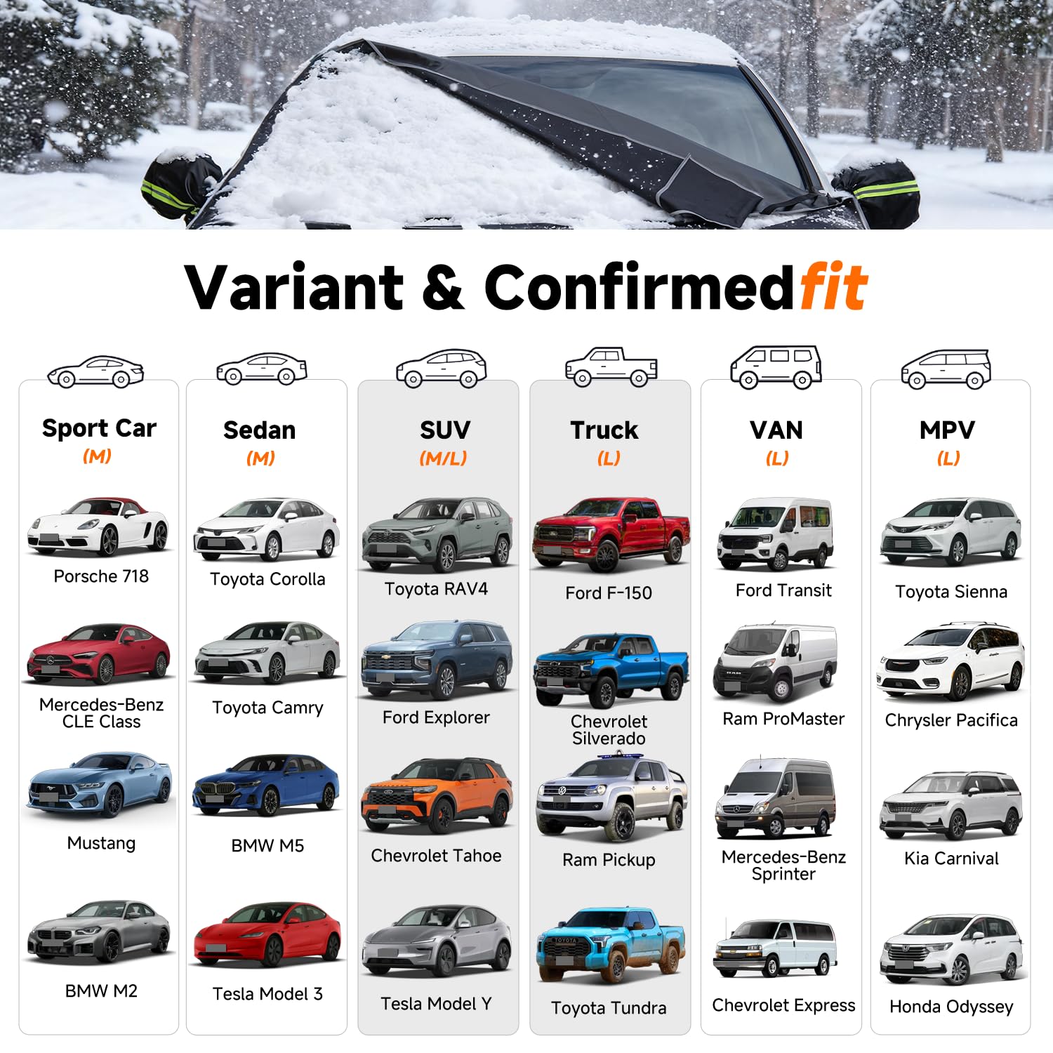 DooGooCoo Upgraded 7-Layer Car Windshield Snow Cover Efficient Winter Protection Against Snow Ice Frost and Water Military-Grade Durable — view 6