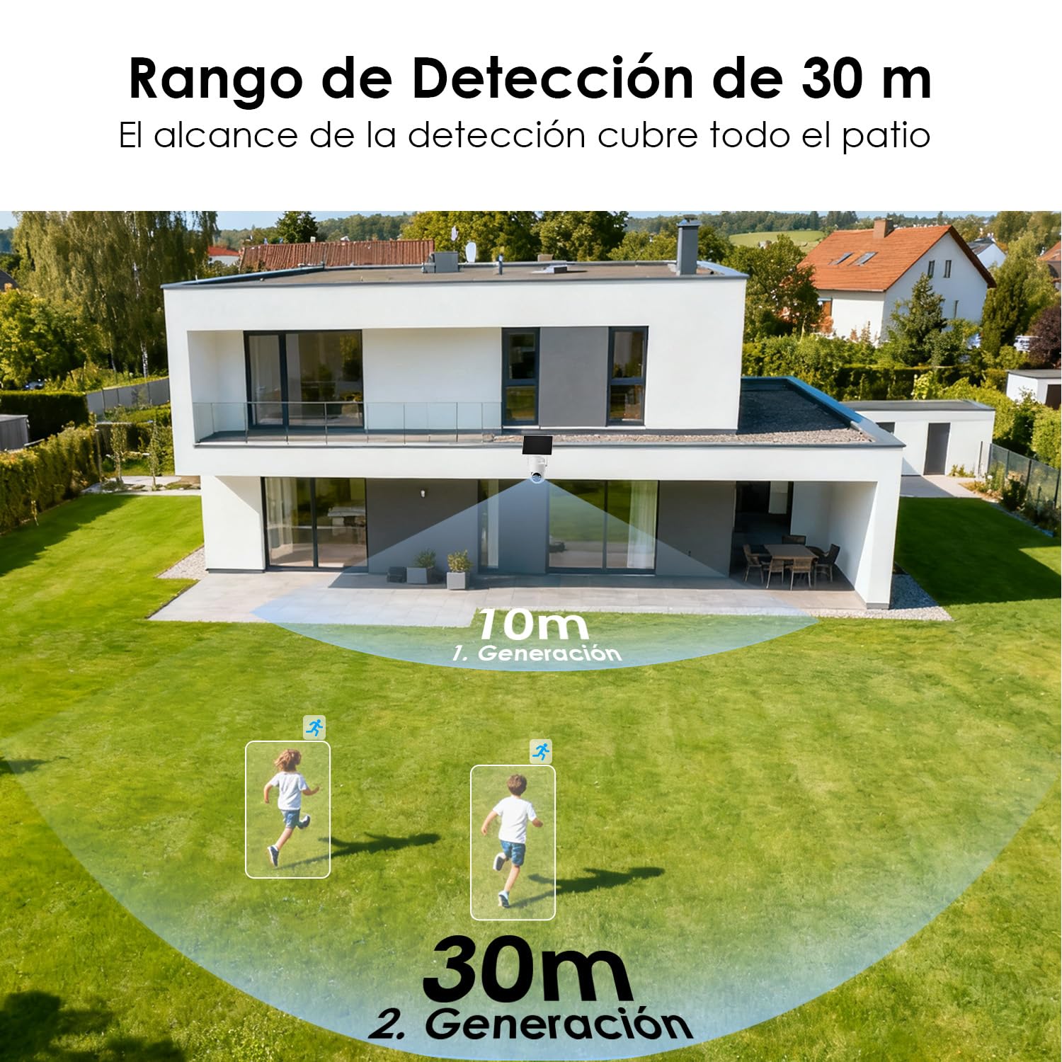 CZEview Todo en 1 Camara Vigilancia WiFi Exterior Solar con Batería, sin Cable, Seguridad Camaras Vigilancia Domicilio WiFi, Humana/PIR Sirena, Visión Nocturna Color, IP65 (2K Blanco 2a Gen)