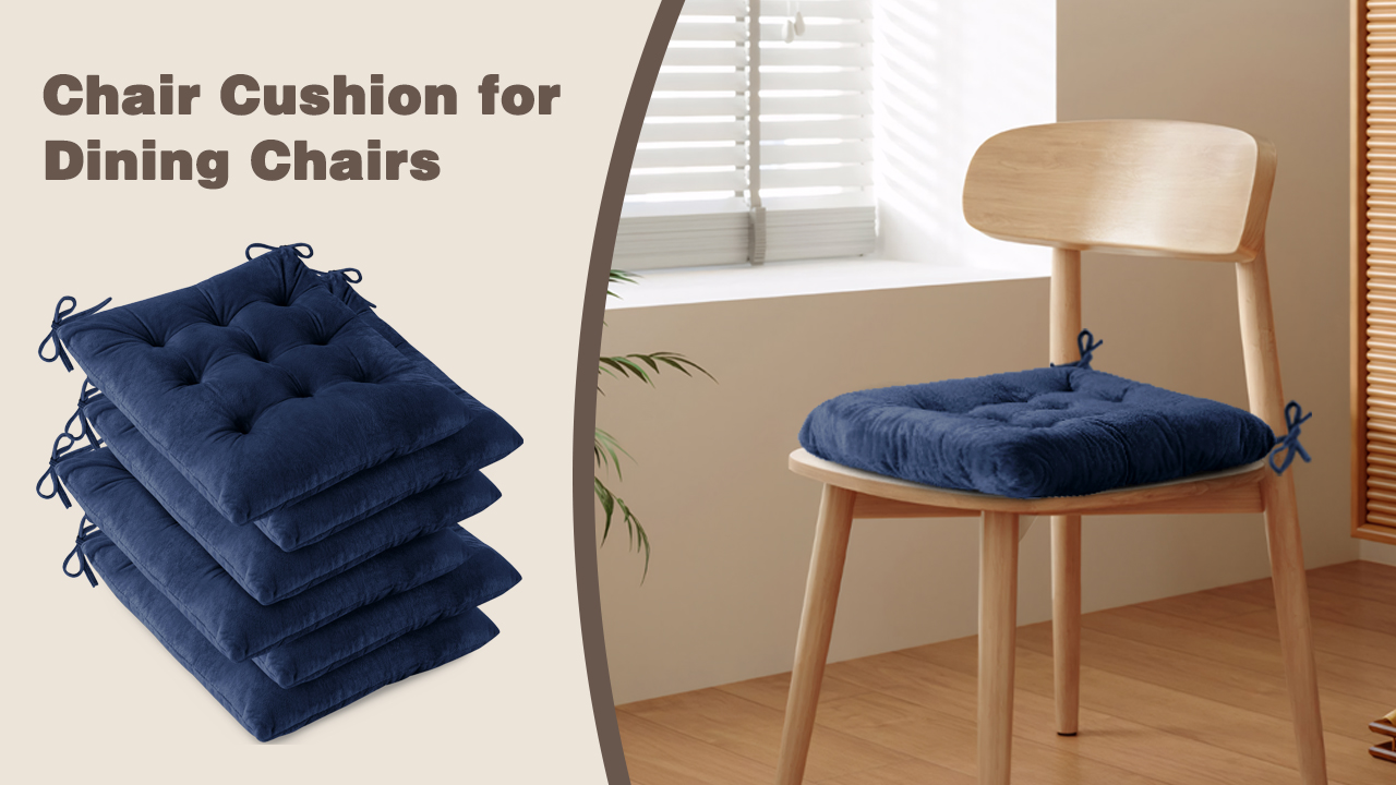 Lot De 6 Coussins De Chaise Touffetés Avec Attaches - 39.4x39.4cm, Velours Cristal, Rembourrage Polyester, Gris, Pour Salle à Manger Et Cuisine