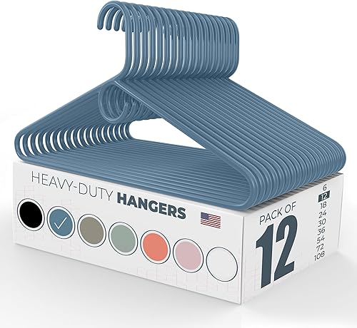 Paquete de 12 perchas de plástico resistentes fabricadas en Estados Unidos a granel  Paquete de 20, 30, 50, 100 unidades disponibles  Perchas de