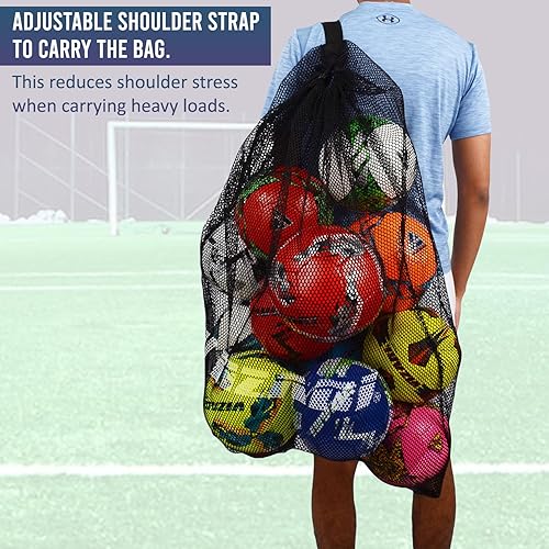 Miniatura 4 de VIZARI Bolsa de pelota de fútbol  Bolsa de equipo deportivo, bolsa de pelota de malla, bolsa de playa o bolsa de equipo de snorkel con correa para