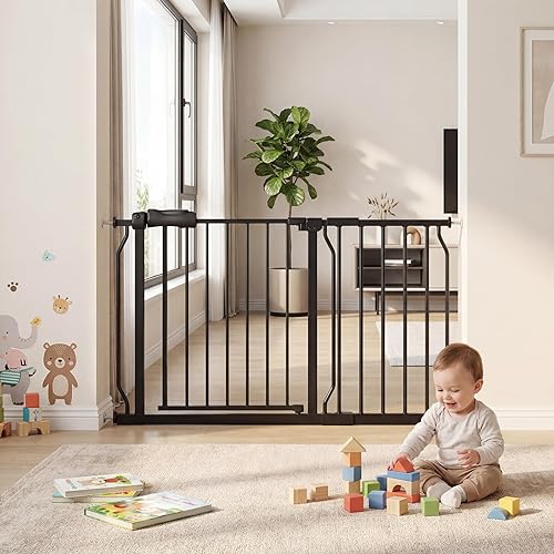 Miniatura 30 de Puerta estrecha de paso para bebés de 24.02-29.13 pulgadas de ancho con cierre automático por tensión, puerta de seguridad para niños y mascotas de