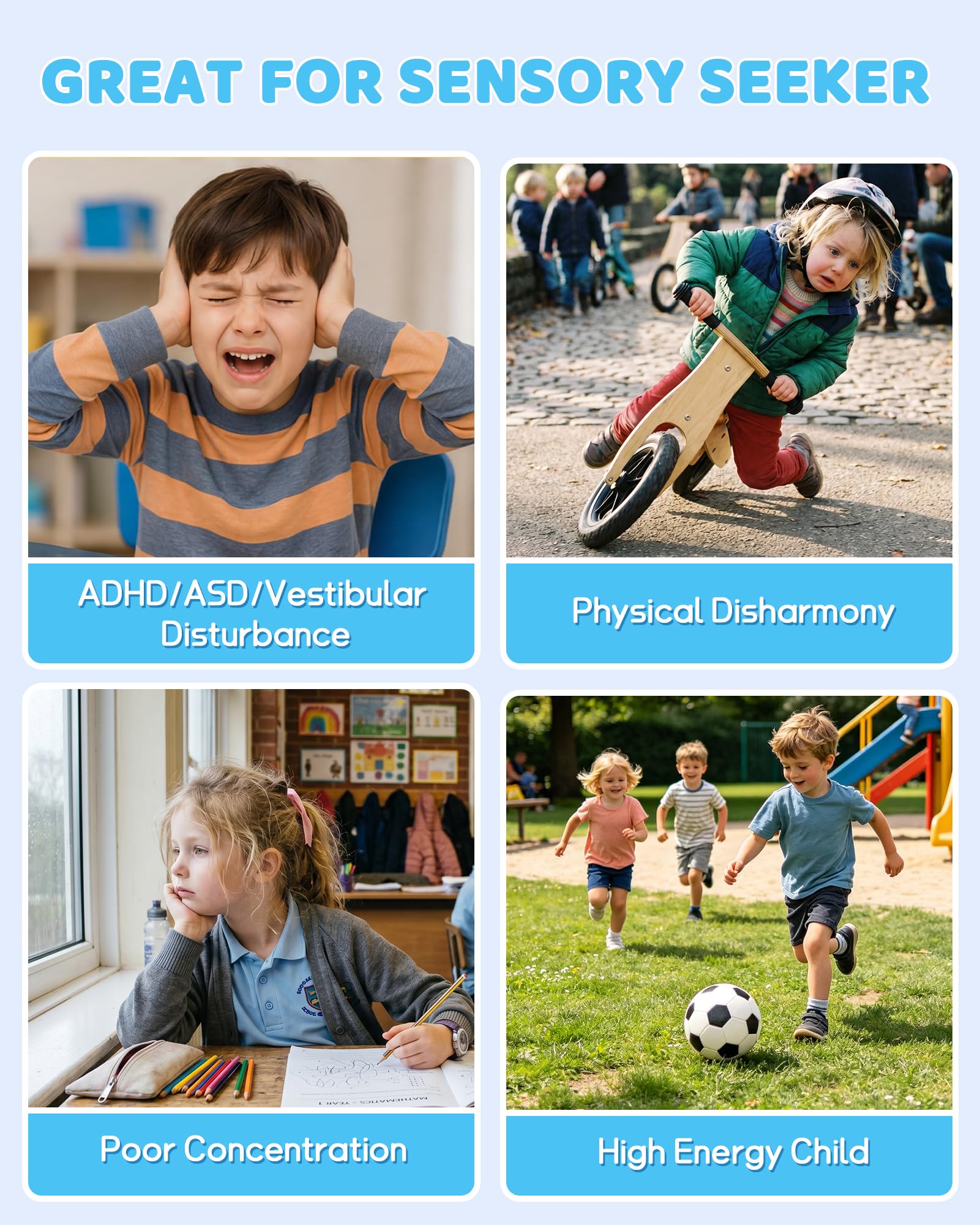 BEJOY Silla giratoria sensorial para autismo, silla giratoria para niños, juguetes sensoriales para autismo para niños pequeños, equipo sensorial para autismo para entrenamiento de coordinación física
