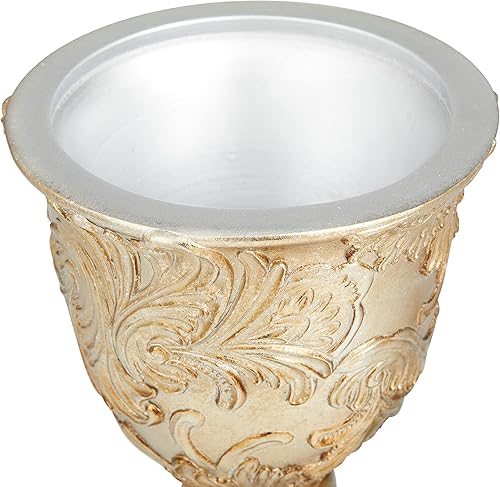 Miniatura 4 de Deco 79 Polystone Tarros decorativos sólidos, 7 x 7 x 19 pulgadas, dorado