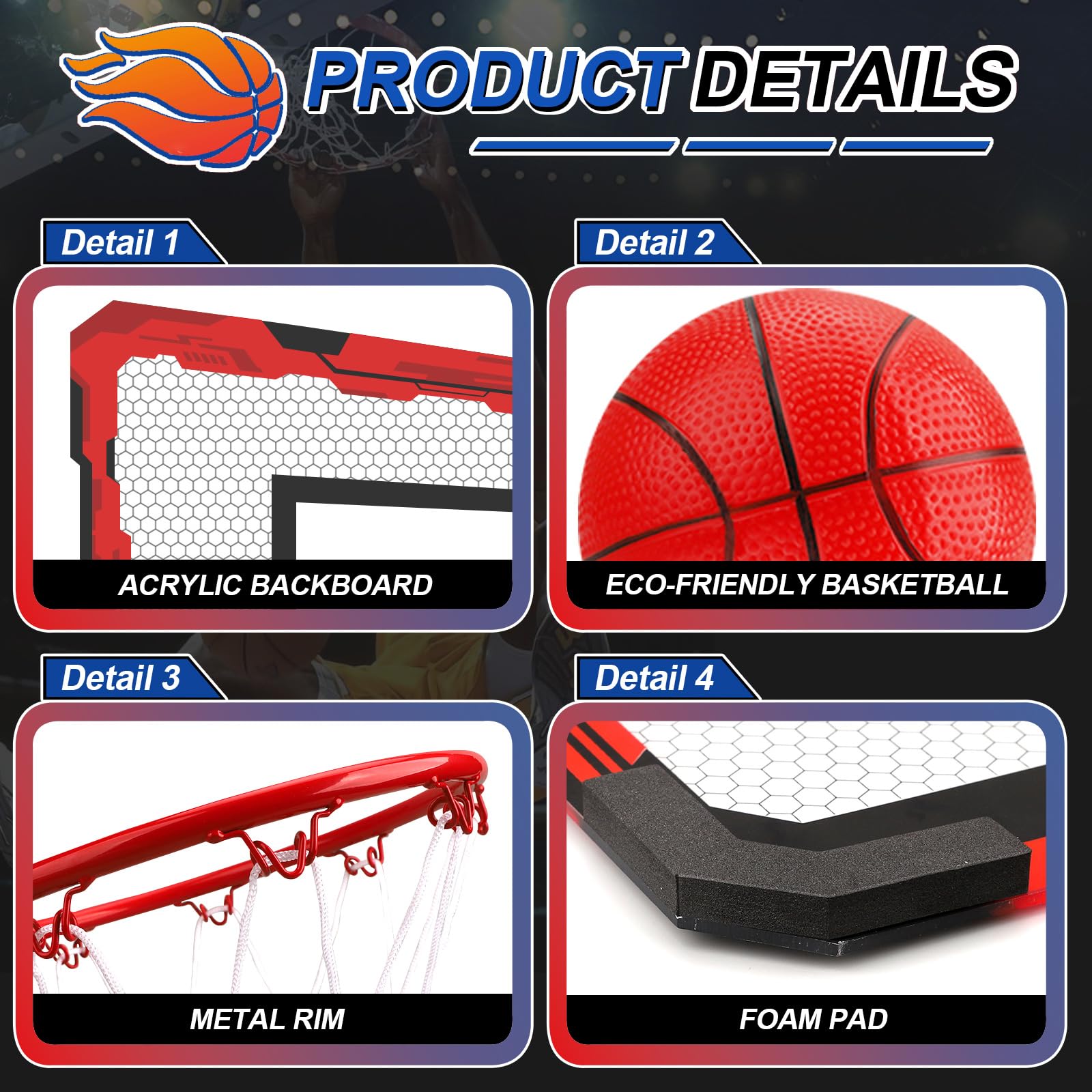 Anzmtosn Mini Indoor Basketball Reifen für Kinder, Kleiner Indoor Basketball Reifen für Tür Metallrand Ziel Hängende Wand Mount Brett Sport Training Spiel für Erwachsene Büro Zuhause 40X30CM