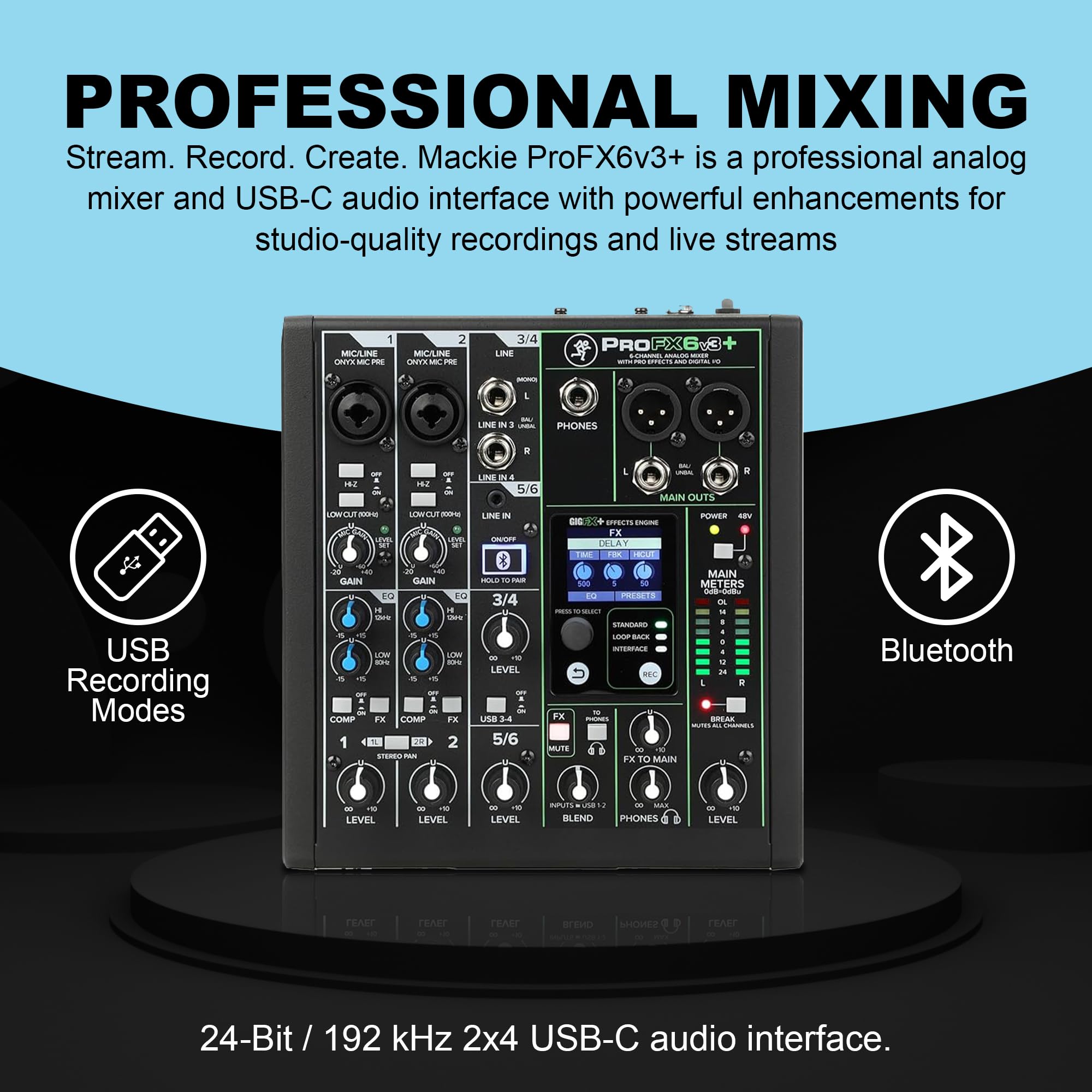 Amazon | Mackie ProFX6v3+ 6チャンネルミキサー エフェクト付き