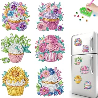 6pcs 2D Diamond Art Fridge Magnet Kit LY1152 | 6 Pieces Set Diamond Art Fridge Magnets for Refrigerator, Whiteboard, Car, Mailbox - Elegant Magnetic Tiles LY1152