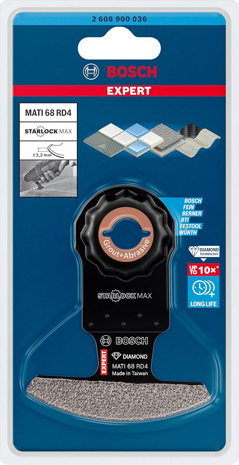 Bosch 1x Expert MATI 68 RD4 Corner Blades (for Mortar, Soft Tiles, Width 68 mm, Cutting Width 2,2 mm, Professional Accessory Multitool)