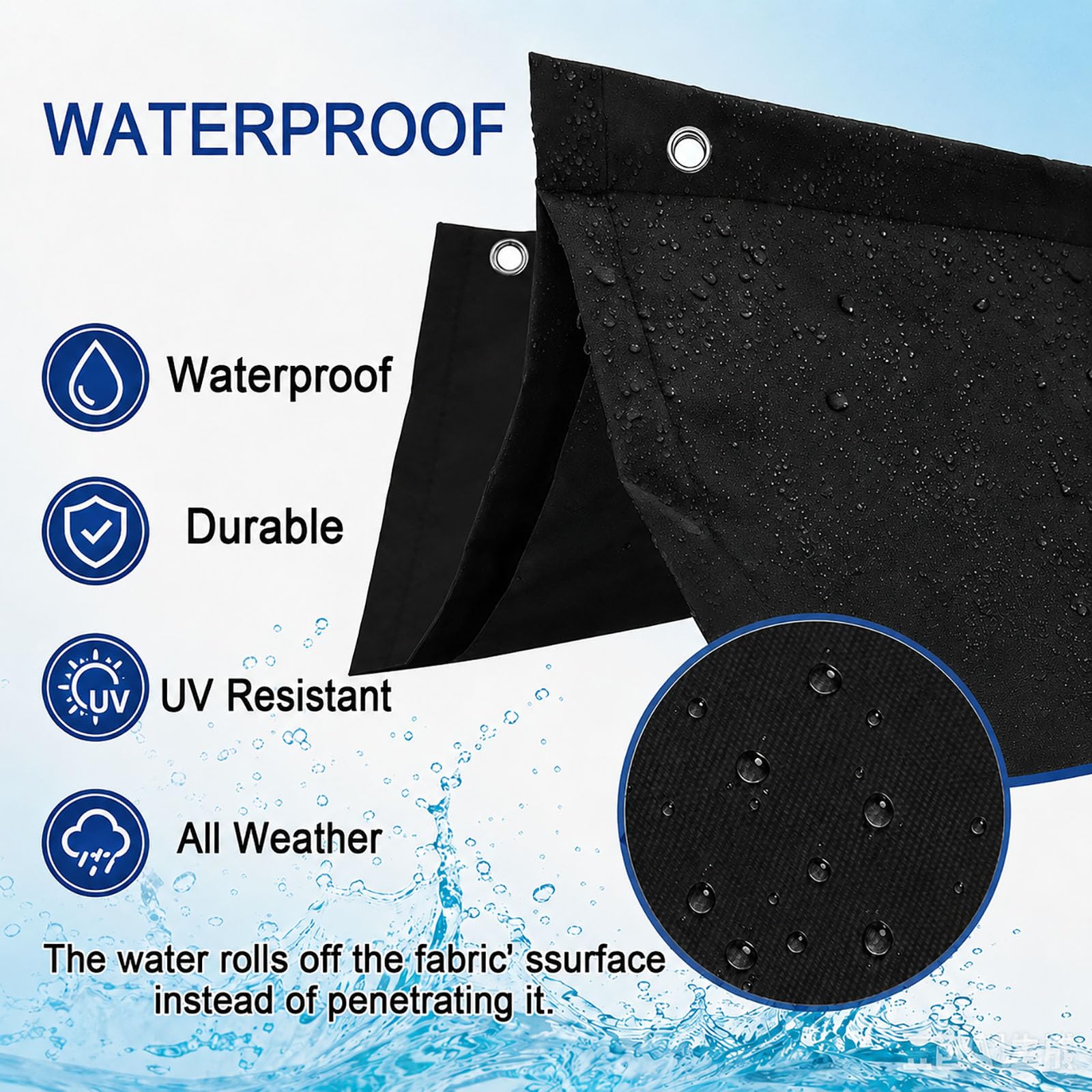 Einziehbares Sonnensegel 1.5 x 2.75 m PES Markisenstoff Sonnenschutz Wasserdicht Stabil Windabweisend Segel Schattiernetz für Balkon Terrasse Garten, Schwarz