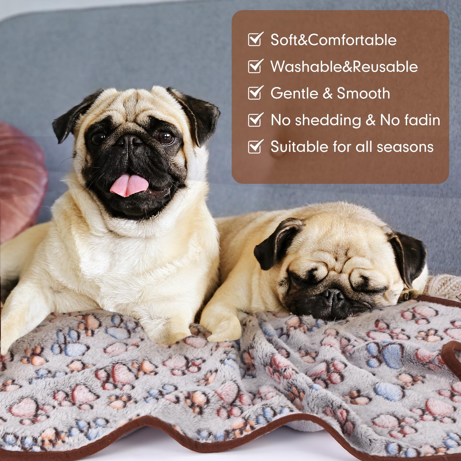 Chumia Lot de 40 couvertures Chaudes en Polaire Douce et Moelleuse pour Animal de Compagnie – Couvertures Chaudes à Motif Empreintes de Pattes pour Chien, Chiot, Chat – 61 x 40,6 cm (Noir)