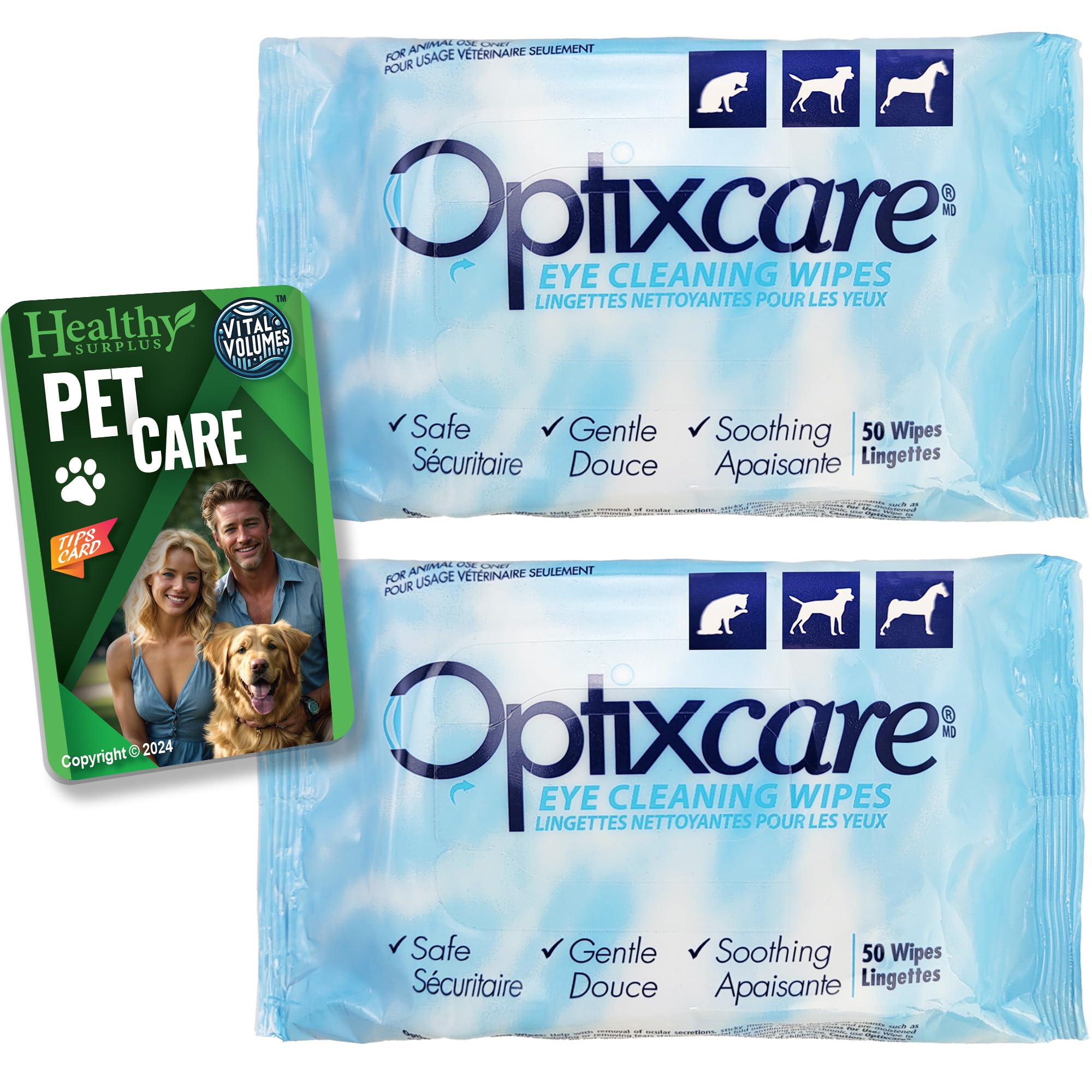 Healthy SurplusOptixcare Eye Cleaning Wipes for Dogs and Cats 50 Count 2 Pack (100 Total Wipes)