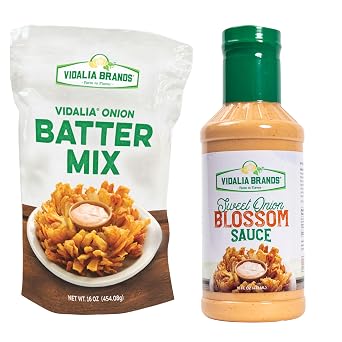 Vidalia Brands Sweet Onion Batter Mix & Blossom Sauce Bundle | Made with real Georgia Vidalia onions; gluten-free batter mix and dipping sauce; blooming onions, onion rings, seafood
