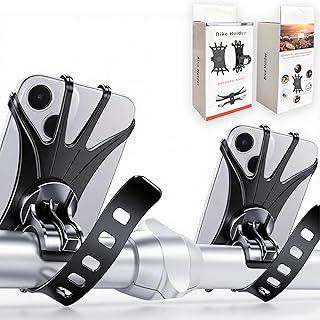 2026 Bike Phone Mount 2 Pack, 360° Rotation Silicone Phone Holders for iPhone and Samsung, for Most Smartphones and Handlebars, Easy Install - Black Upgraded Universal Bike Cell Phone Holder