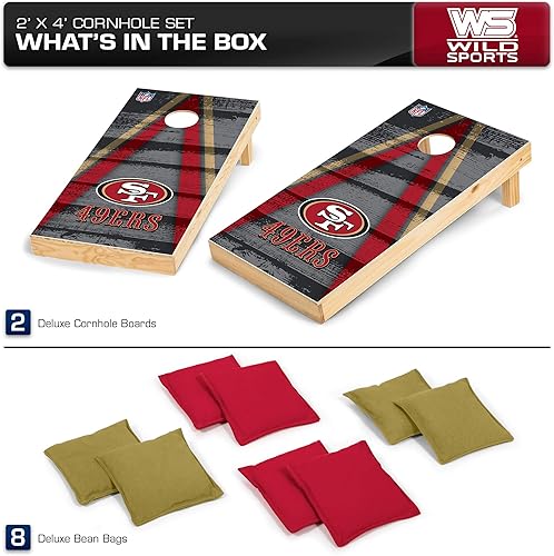 Miniatura 10 de Wild Sports - Juego de cornhole para torneo de fútbol americano profesional de la NFL de 2 x 4 pies, viene con 8 bolsas de puf, perfecto para portón