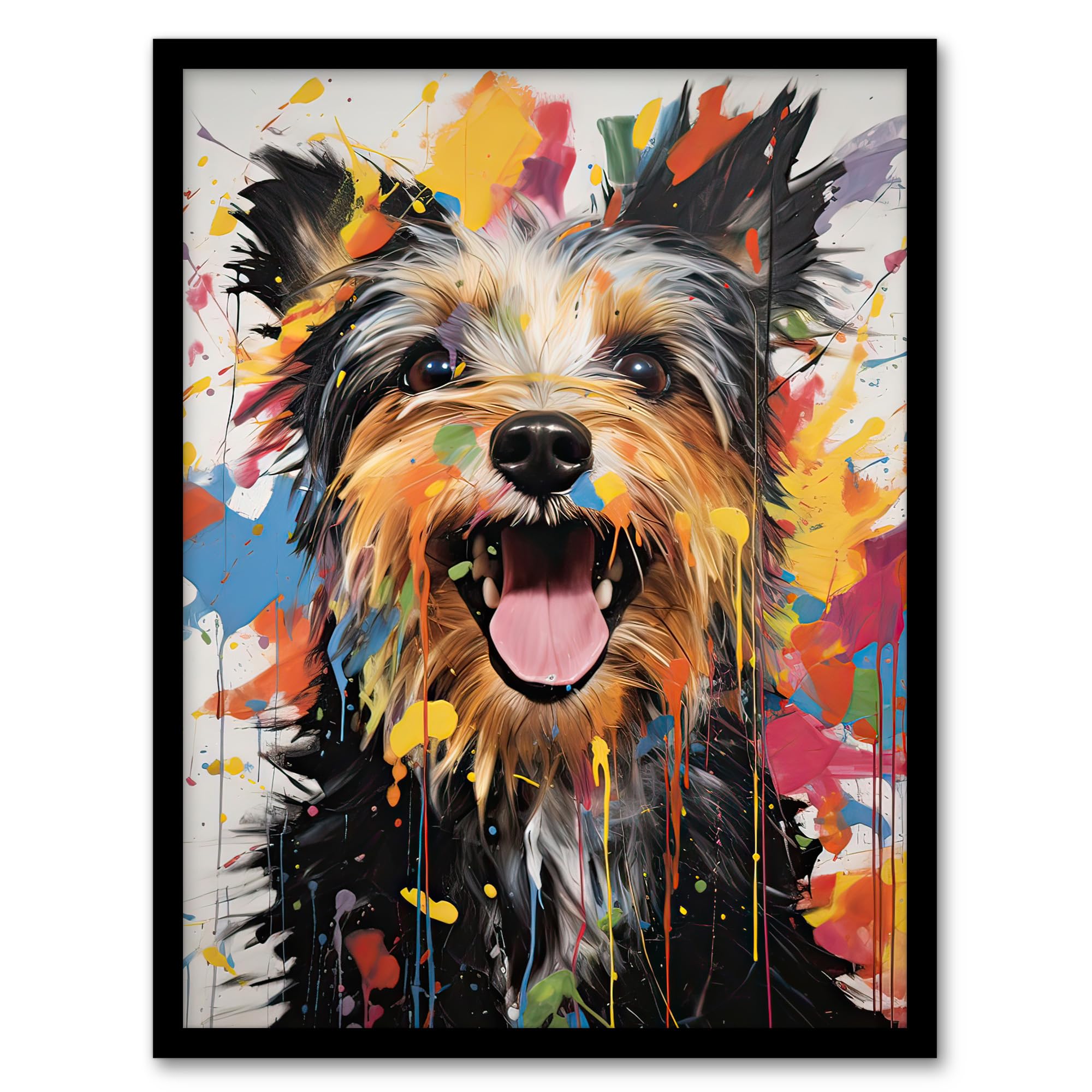 B&Q -  Colourful Yorkshire Terrier Oil Painting Pet Portrait Wall Art PrintA4 Size