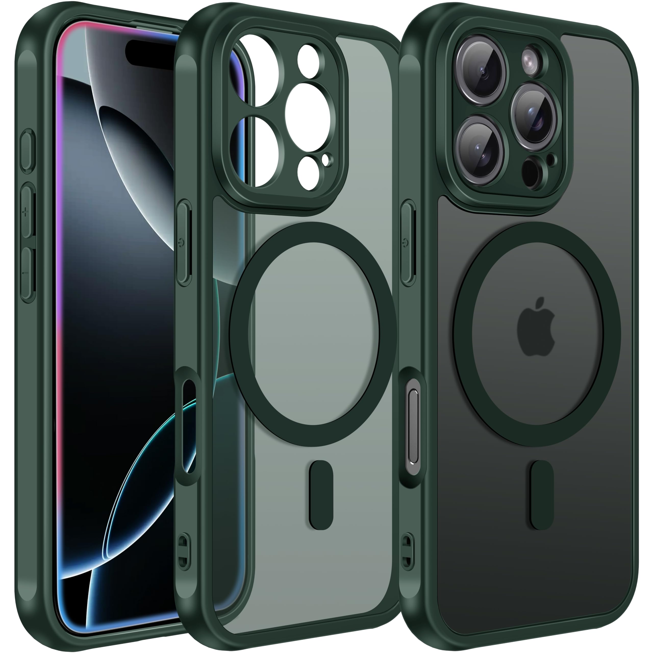 iVoler Cover Magnetica per iPhone 16 PRO Max, [Compatibile con MagSafe] [Protezione Antiurto di Grado Militare] Custodia Traslucida Opaca Posteriore Sottile Silicone Protettiva Case - Verde