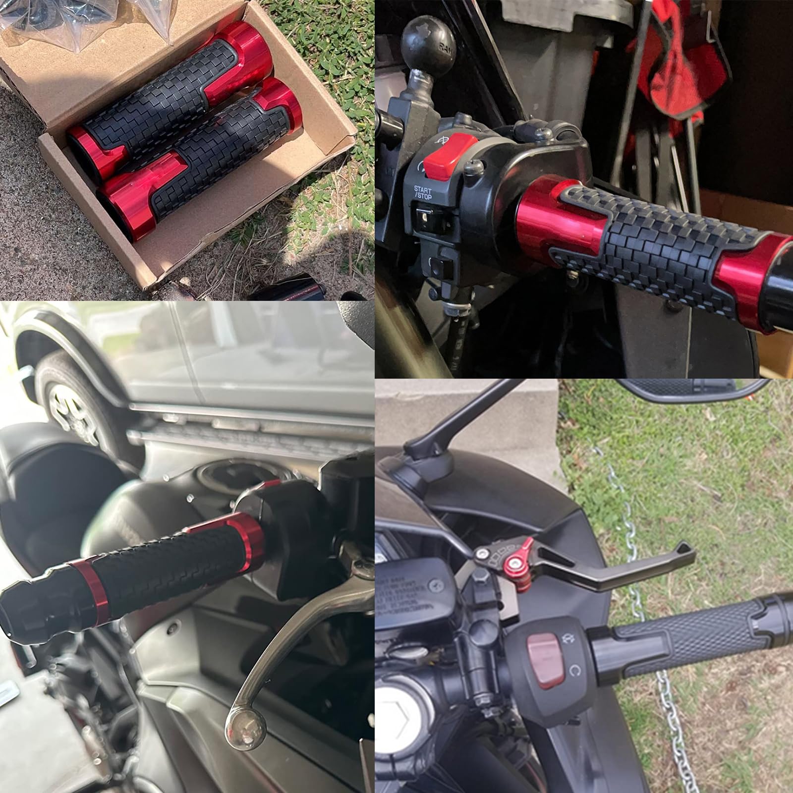 Poignées De Guidon De Moto En Aluminium CNC De 22 Mm, Compatibles Avec Ninja 400 650 1000SX ZX6R ZX9R ZX10R ZX12R ZX14R ER6F ER6N Rouge