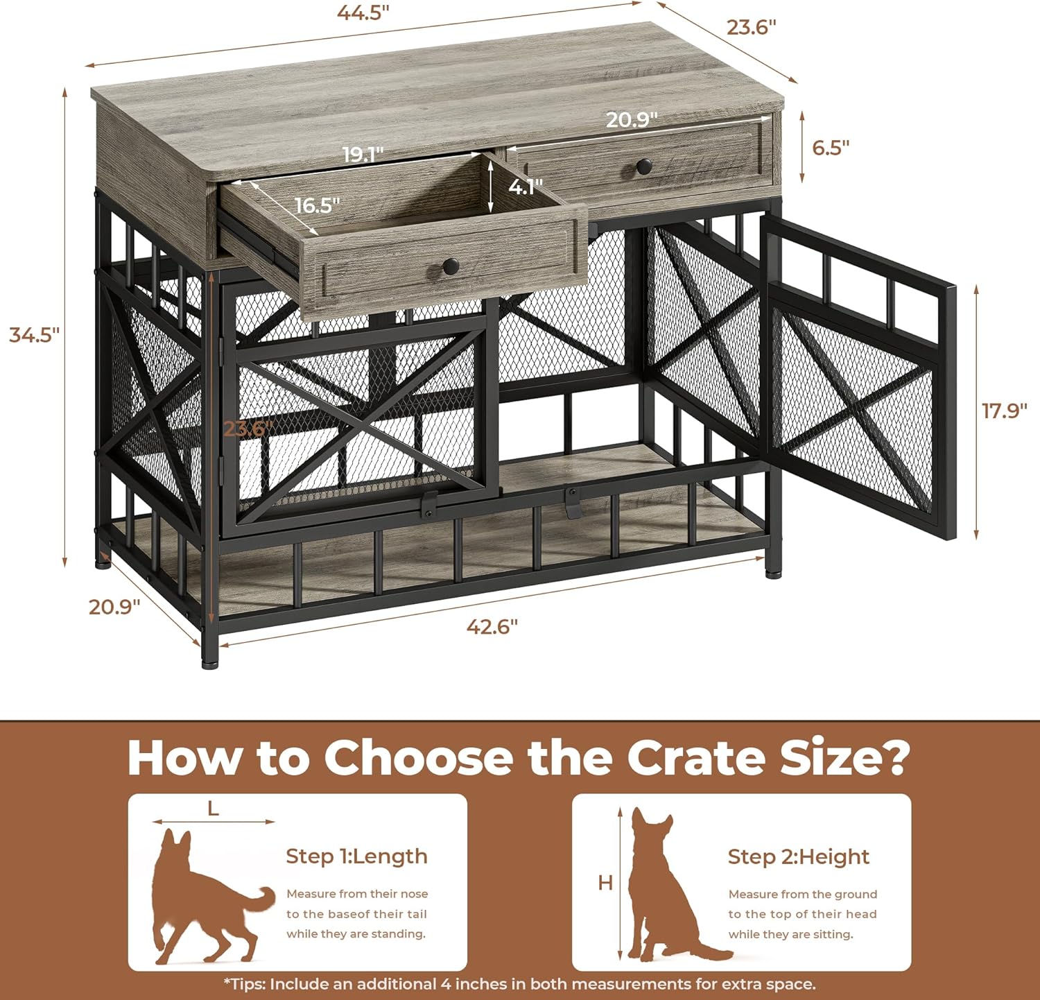 Stylish Comfort: Review of the IRONCK 44-inch Wooden Dog Crate with Storage