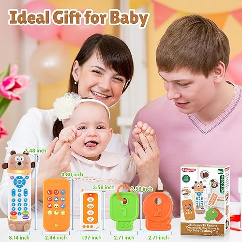 Miniatura 7 de Juguete de control remoto para bebé con mordedor de teléfono, llaves de dentición y control remoto para automóvil, mordedor remoto para bebé con luz