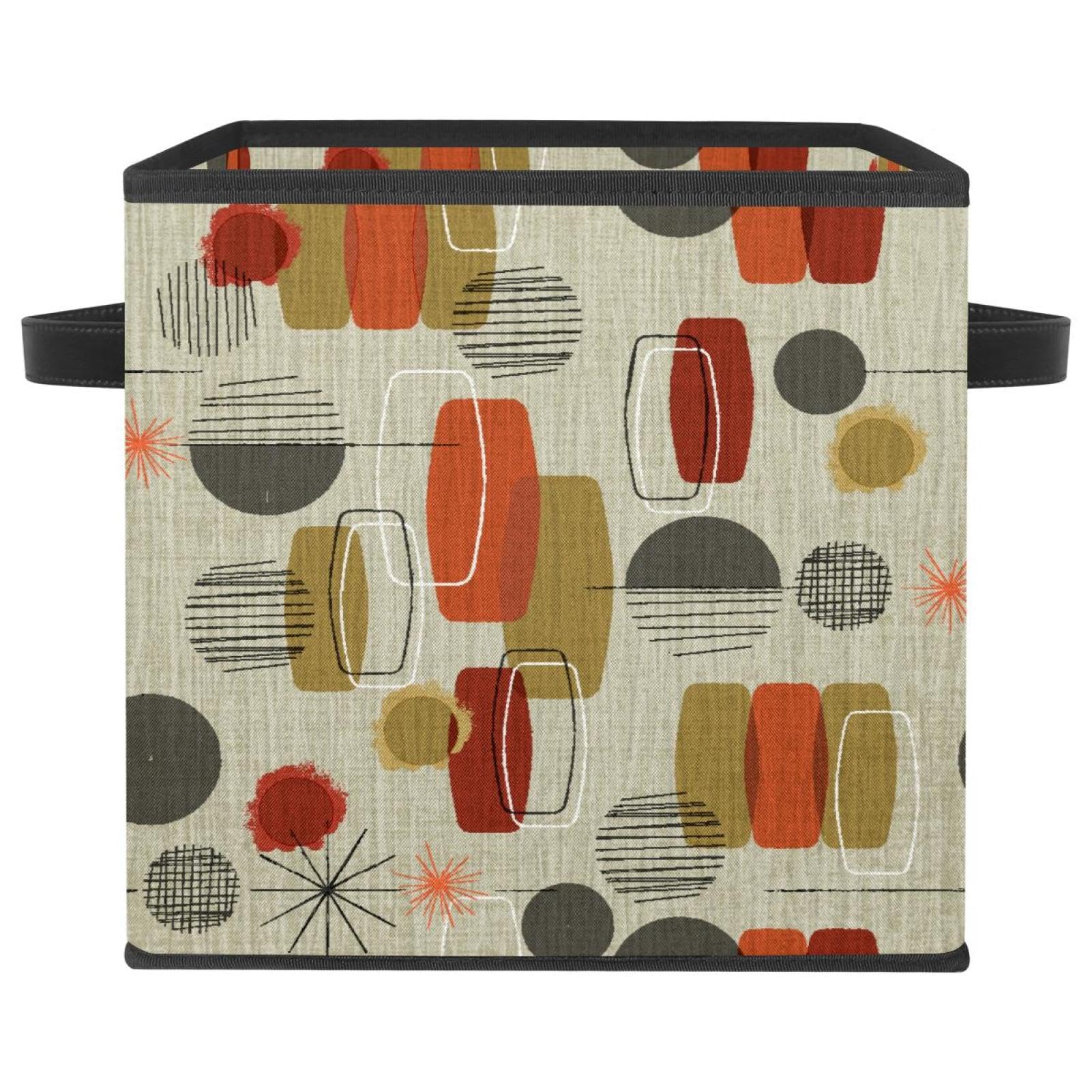 Boîte de rangement cube en tissu pliable style géométrie vintage pour placard