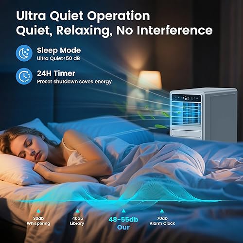 Miniatura 6 de Aire acondicionado portátil de 12000 BTU para habitaciones de hasta 500 pies cuadrados, unidad de CA portátil 3 en 1 con ventilador y