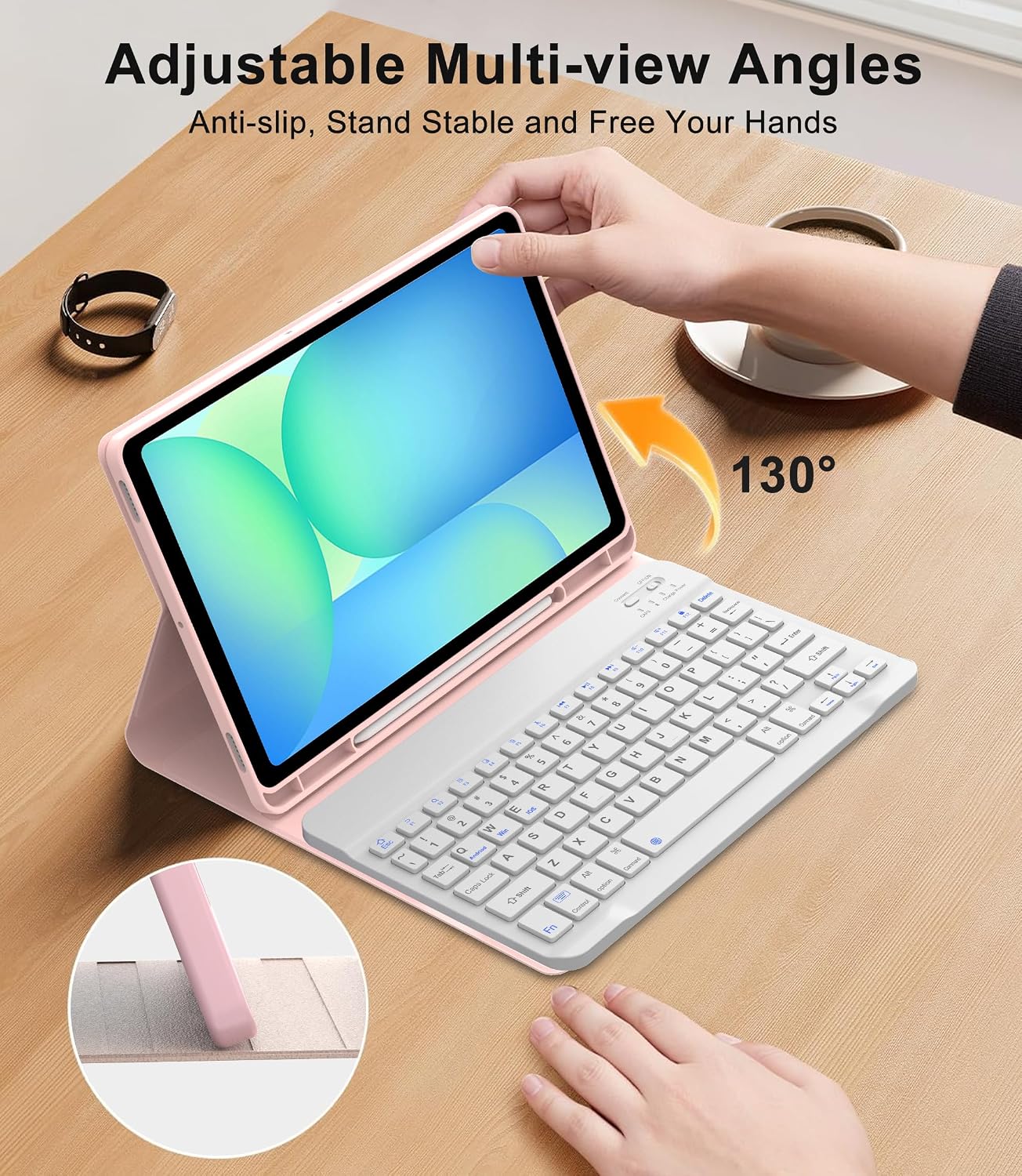 Keyboard Case for Samsung Galaxy Tab S10 Lite / S10 FE / S9 FE 10.9 Inch & S9 11 Inch Case with Pen Holder, Detachable Magnetic Keypad Cover for Galaxy Tablet S10 Lite 2025, Long Battery Life, Pink
