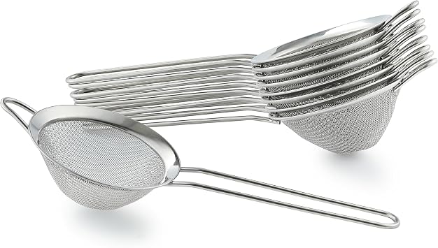 9 Pack Fine Mesh Strainer, OLULU Stainless Steel Cocktail Strainer Set with Handle for Tea, Coffee, Juice Dishwasher Safe