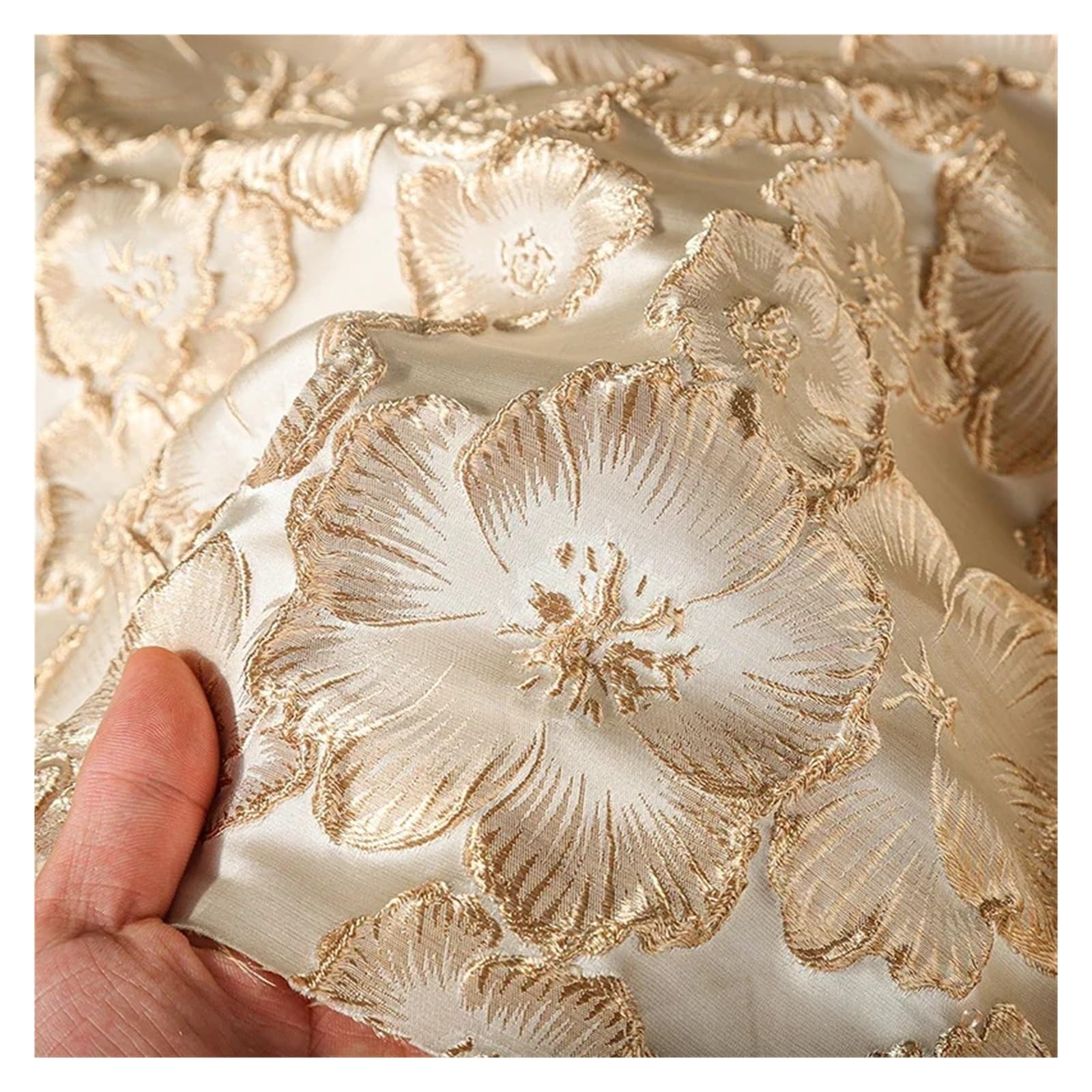 Tela De Satén Tela jacquard de seda con flor ciruelo 50x145 cm en relieve
