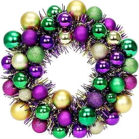 12-Inch Glimmering Mardi Gras Wreath
